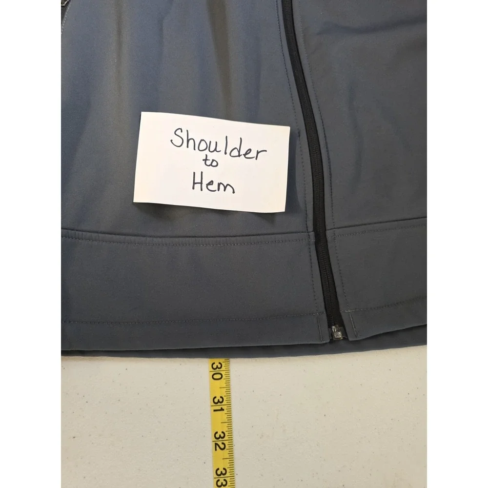 Columbia Mens XXL Softshell Jacket Black Grey Polyester Full Zip Hiking Outdoor